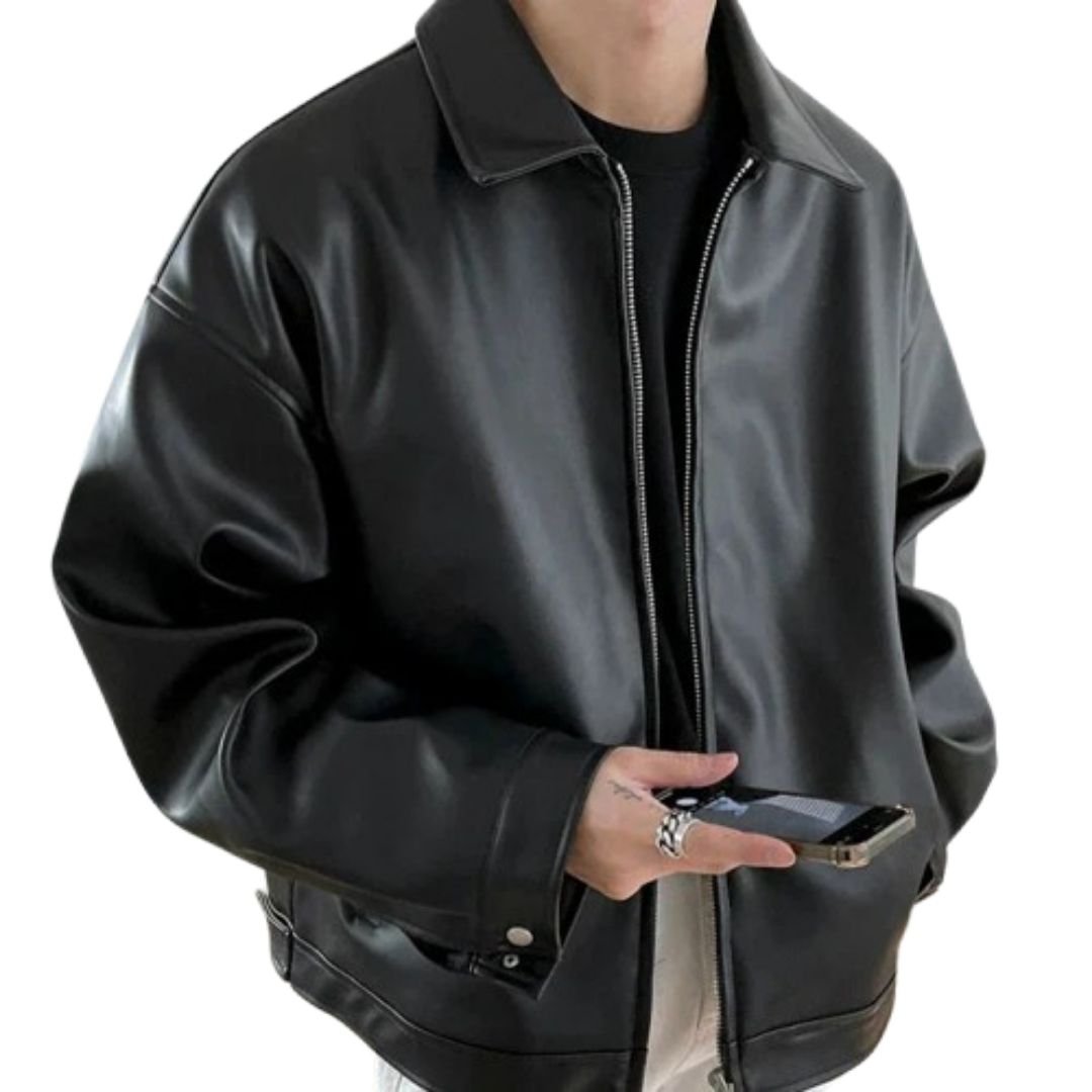 Men's Oversized Faux Leather Jacket