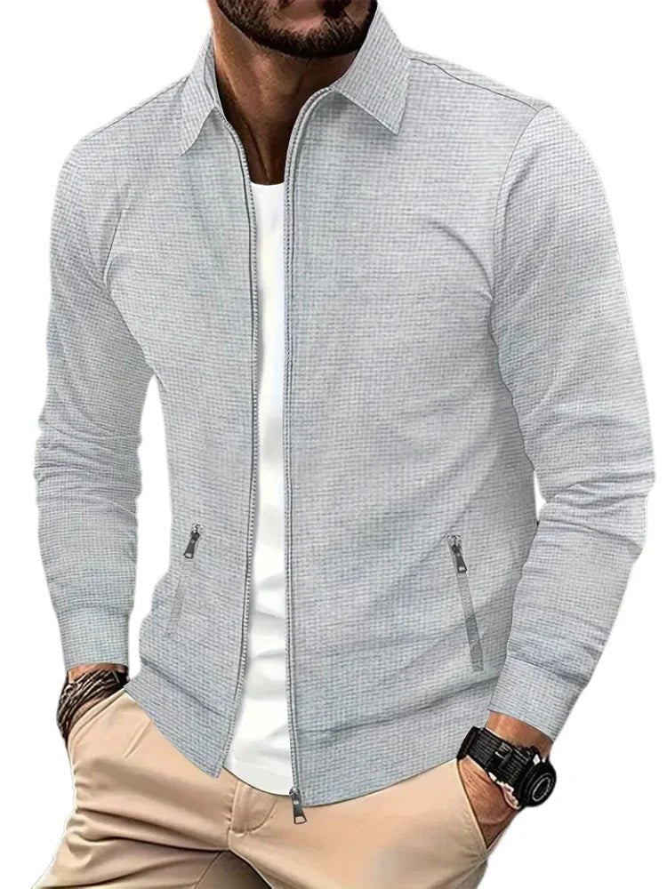Men's Slim Knit Shirt Jacket - Light gray