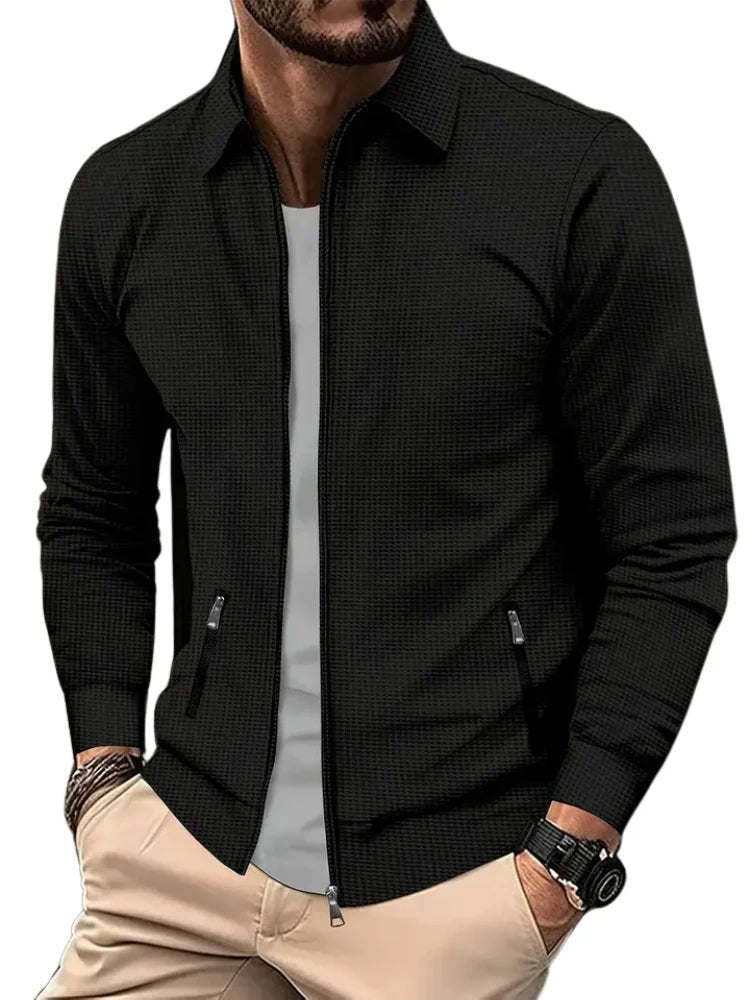 Men's Slim Knit Shirt Jacket - Black