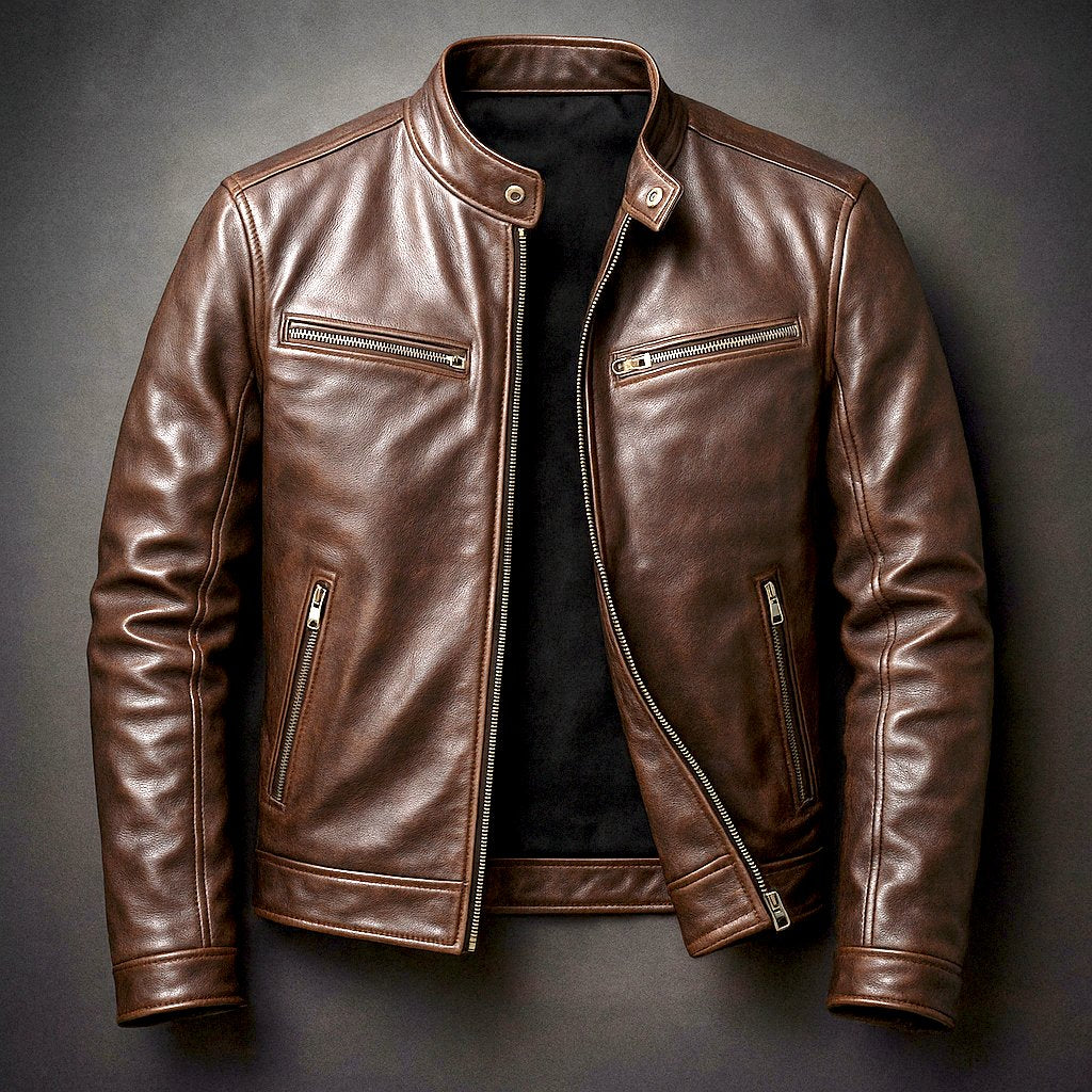 Men's Slim Leather Biker Jacket
