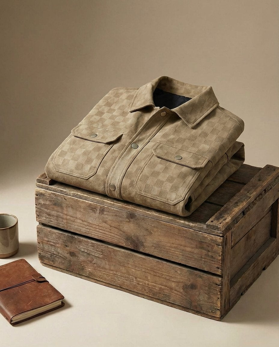 Men's Checkerboard Suede Shacket