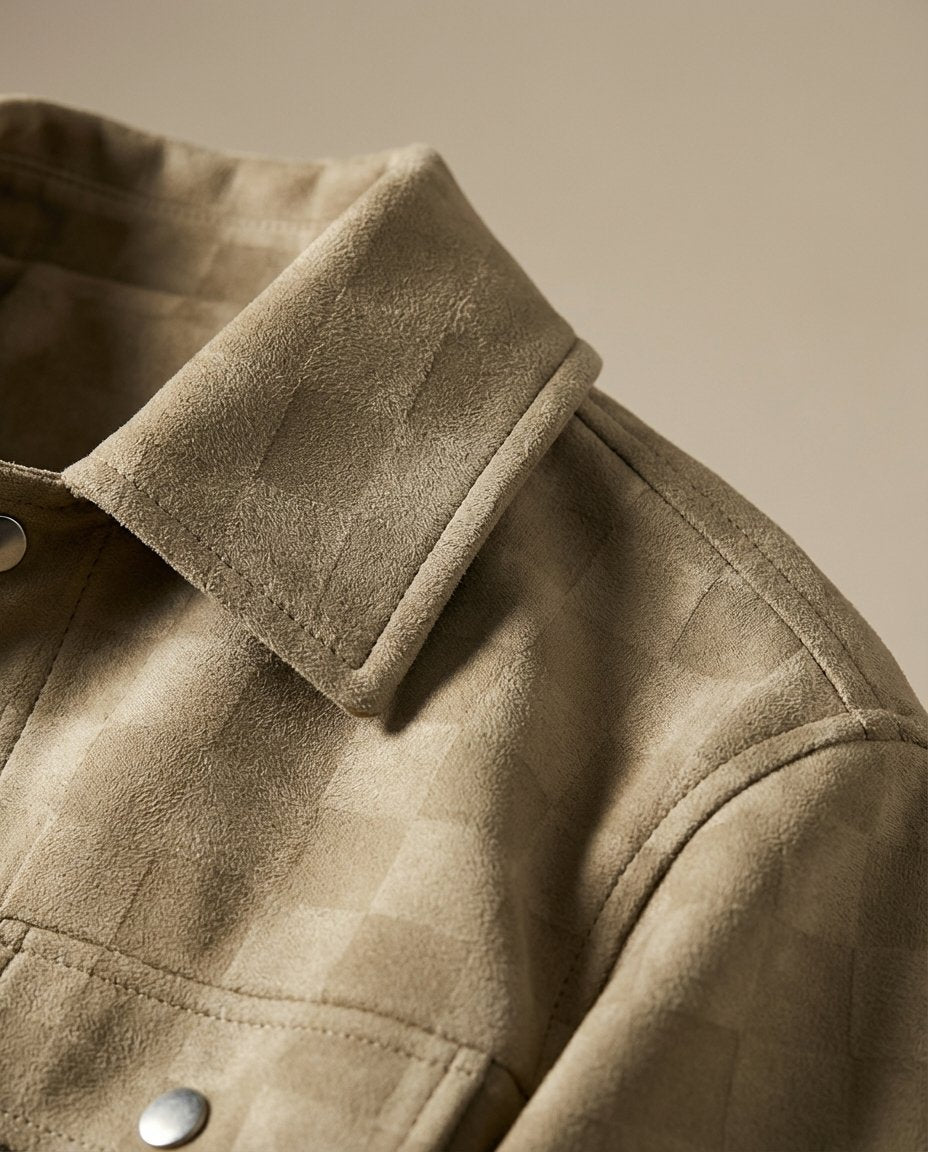 Men's Checkerboard Suede Shacket