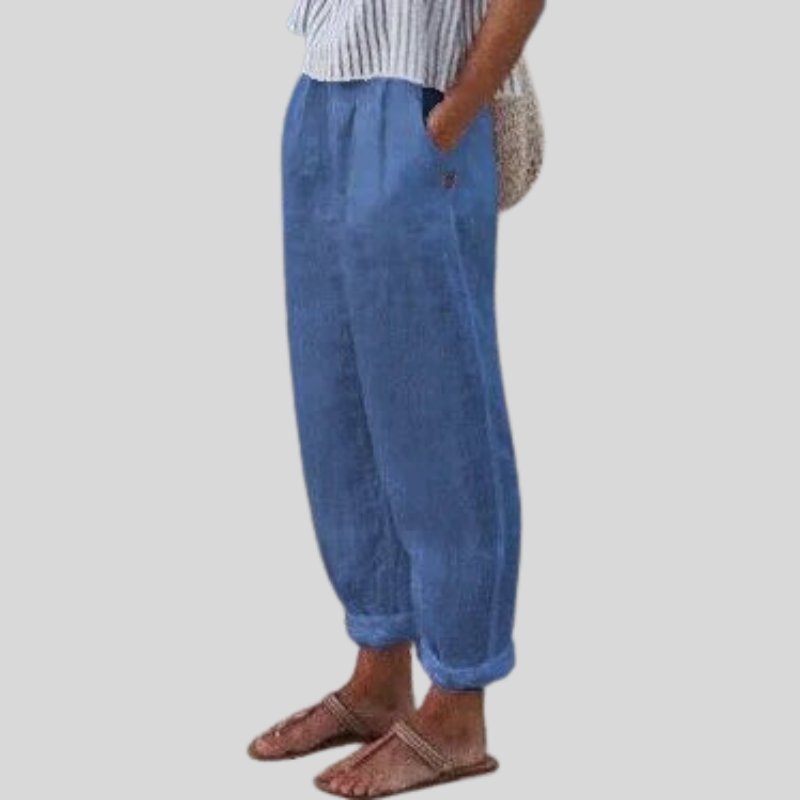 Women's Cropped Wide-Leg Trousers - Blue