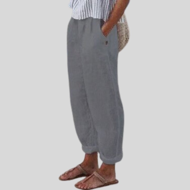 Women's Cropped Wide-Leg Trousers - Gray