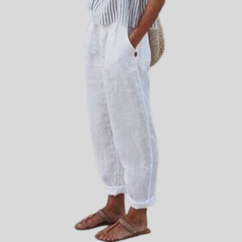 Women's Cropped Wide-Leg Trousers - White