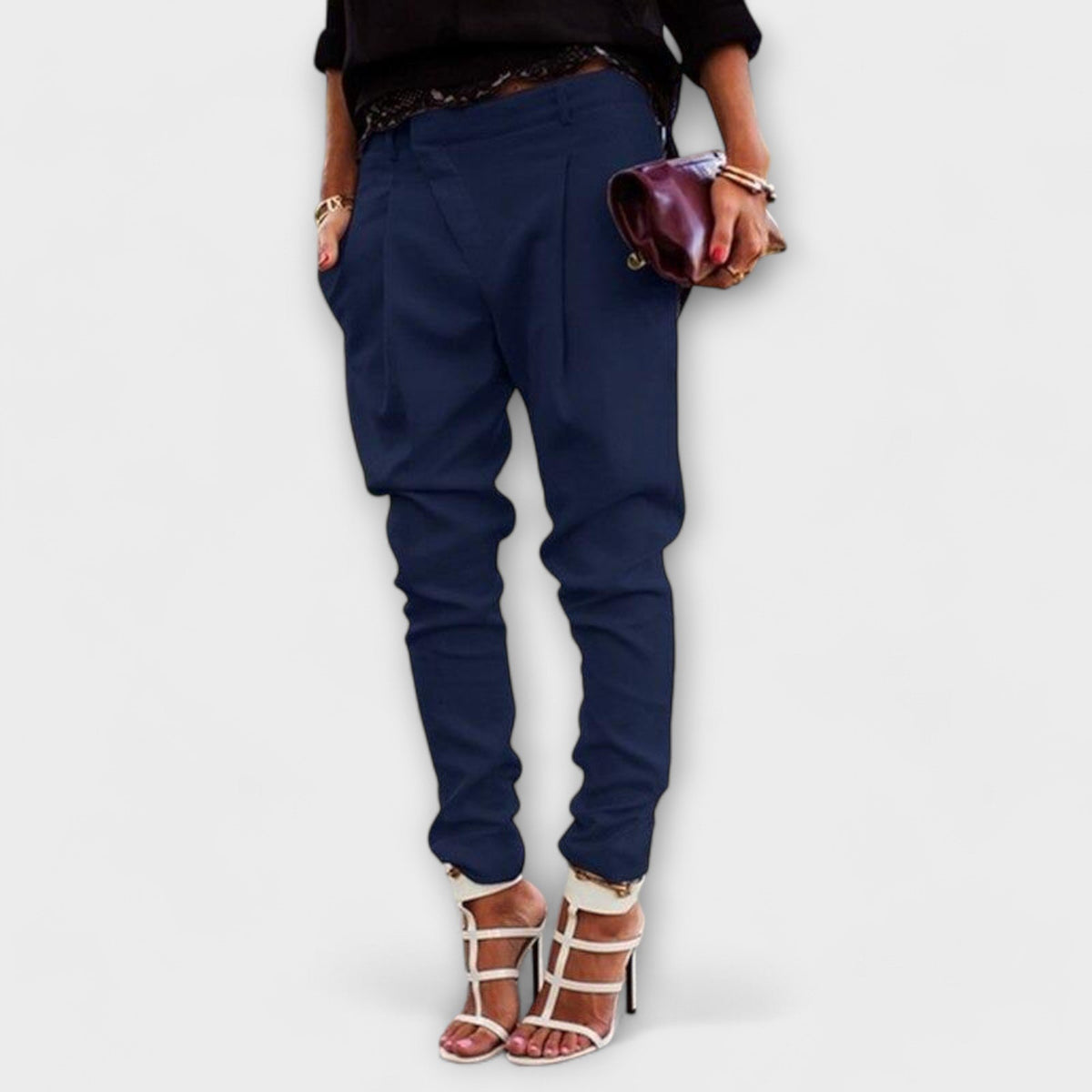 Women's Satin Harem Trousers - Blue