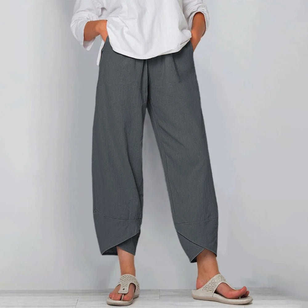 Women's Wide-Leg Cropped Trousers - Gray