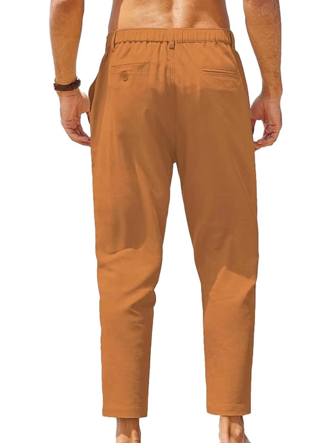 Men's Cotton-Linen Cropped Chinos