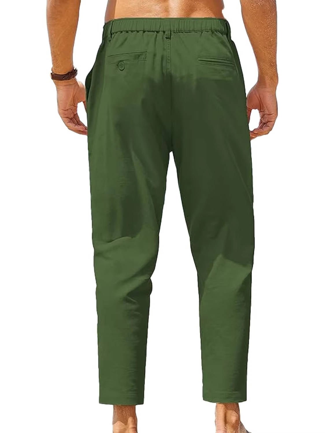 Men's Cotton-Linen Cropped Chinos