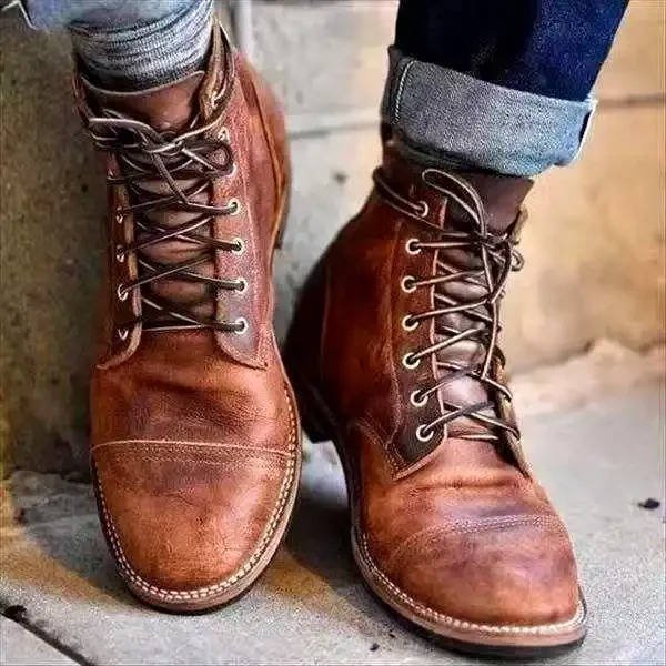Men's Leather Work Boots - Brown