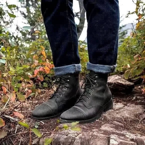Men's Leather Work Boots - Black