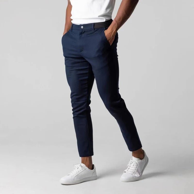 Men's Cropped Slim Chinos - Navy