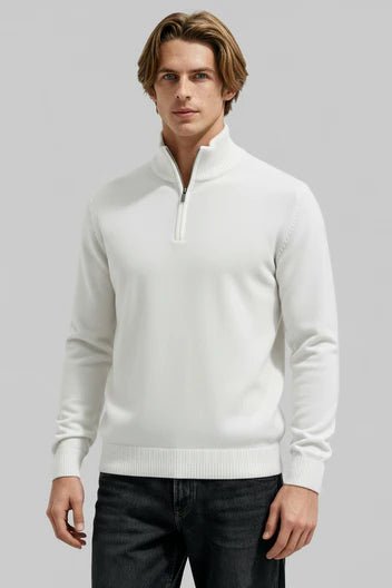 Men's Quarter-Zip Wool Jumper - White