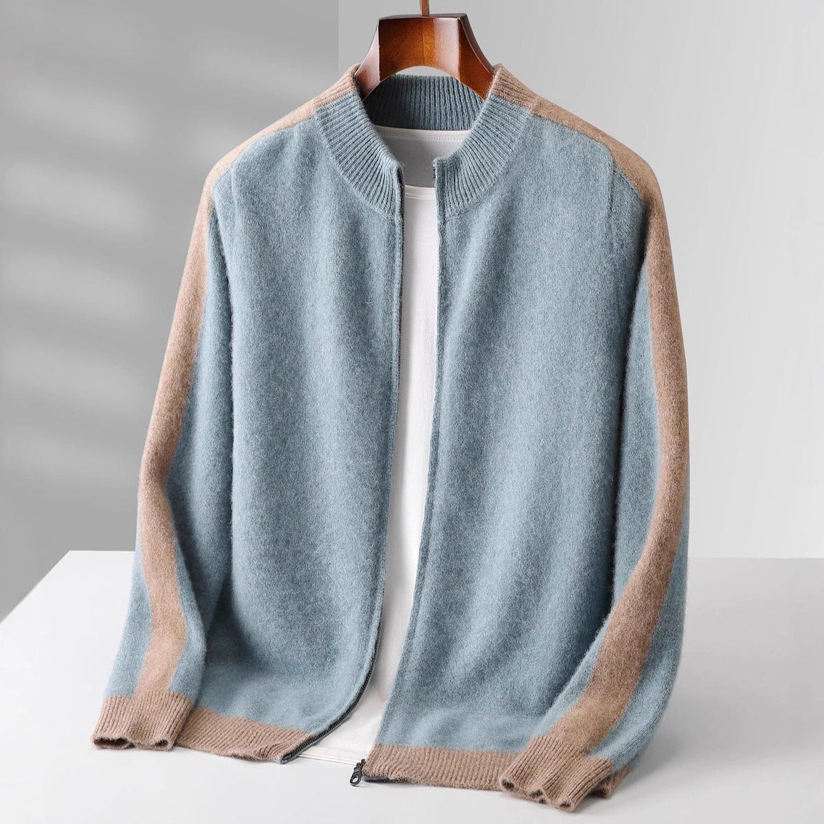 Men's Knit Zip Cardigan - Coastal Blue
