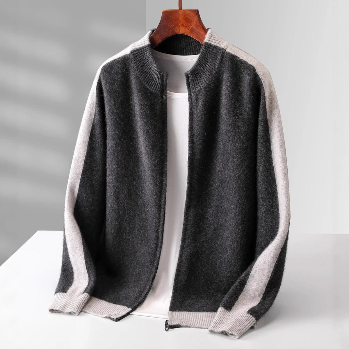 Men's Knit Zip Cardigan - Onyx Gray