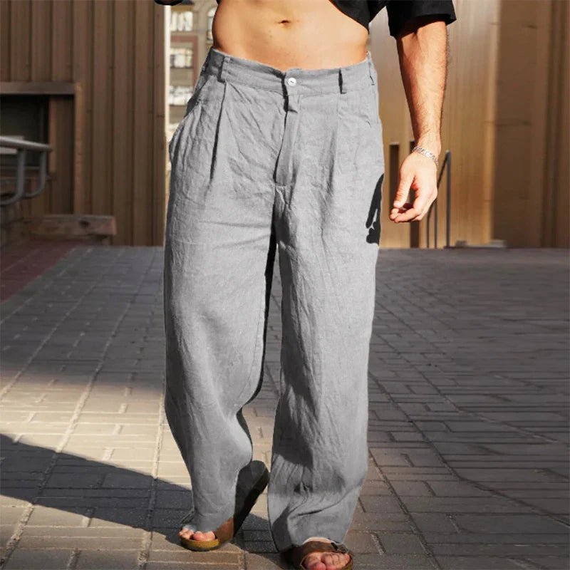Men's Wide-Leg Trousers - Light Grey