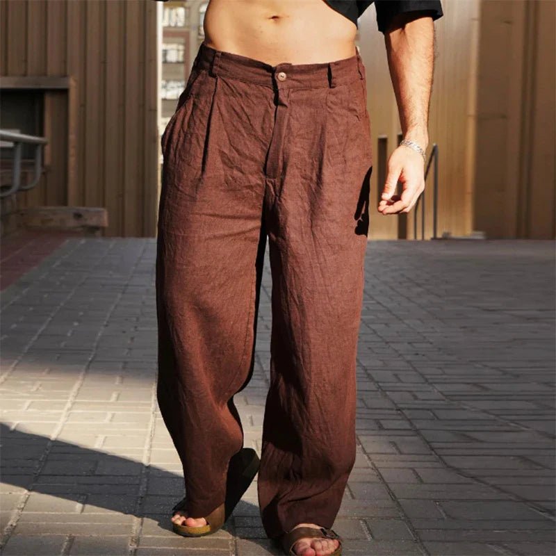 Men's Wide-Leg Trousers - Dark Brown