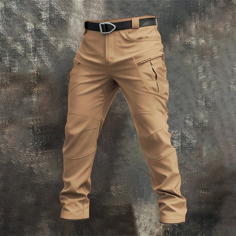 Men's Softshell Tactical Cargo Trousers - Dark Khaki