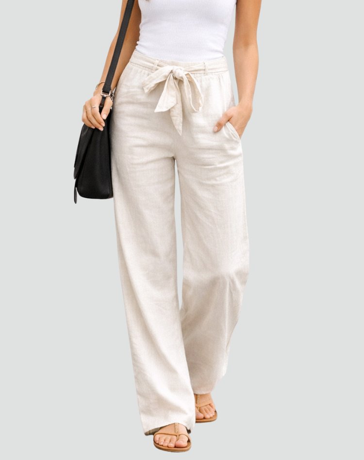 Women's Wide-Leg Trousers - Beige