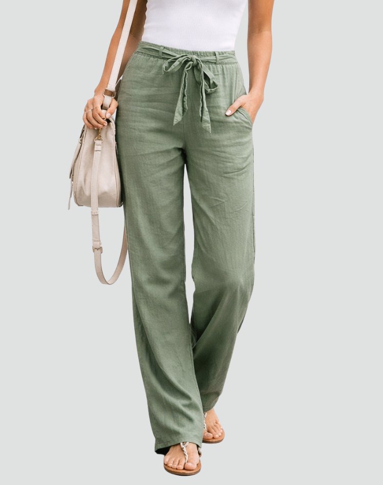 Women's Wide-Leg Trousers - Green