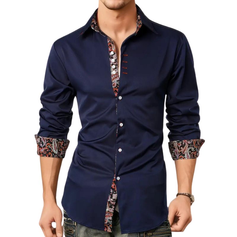 Men's Long Sleeve Slim Paisley Shirt