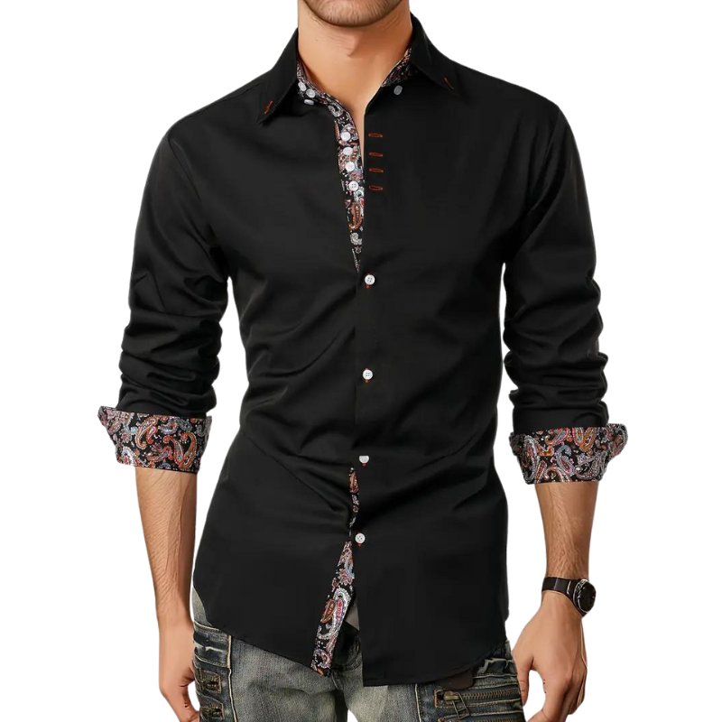 Men's Long Sleeve Slim Paisley Shirt