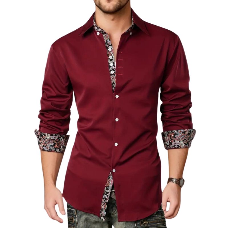 Men's Long Sleeve Slim Paisley Shirt
