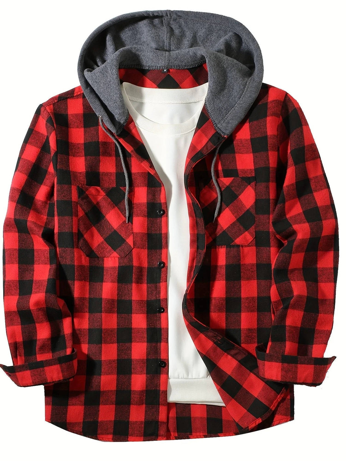 Men's Plaid Shirt Jacket - Red