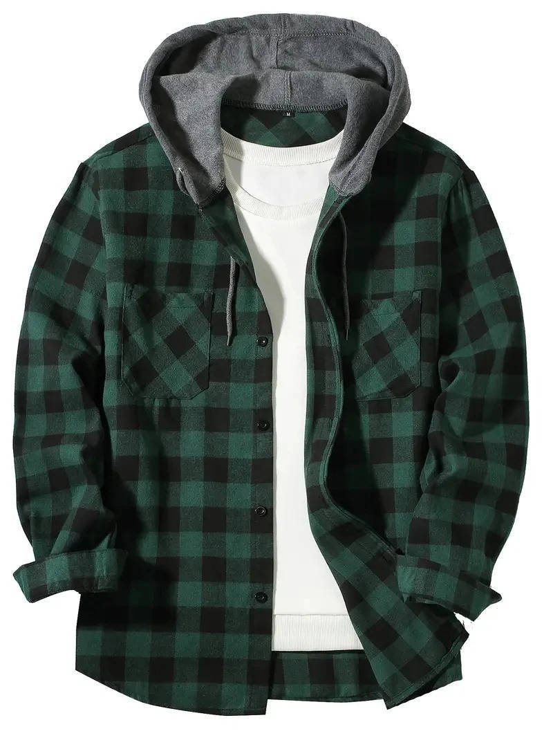 Men's Plaid Shirt Jacket - Green