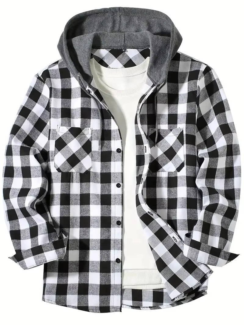 Men's Plaid Shirt Jacket - White