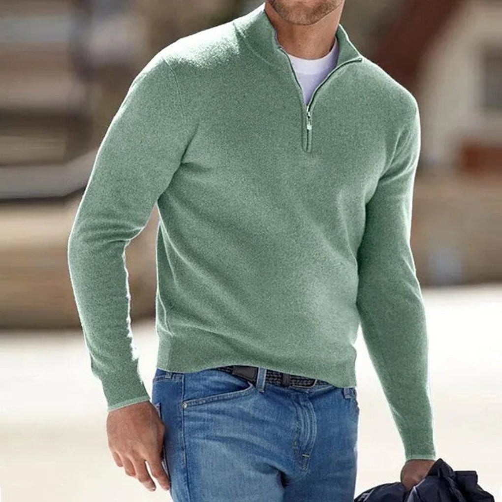 Men's Knit Quarter-Zip Jumper - Green