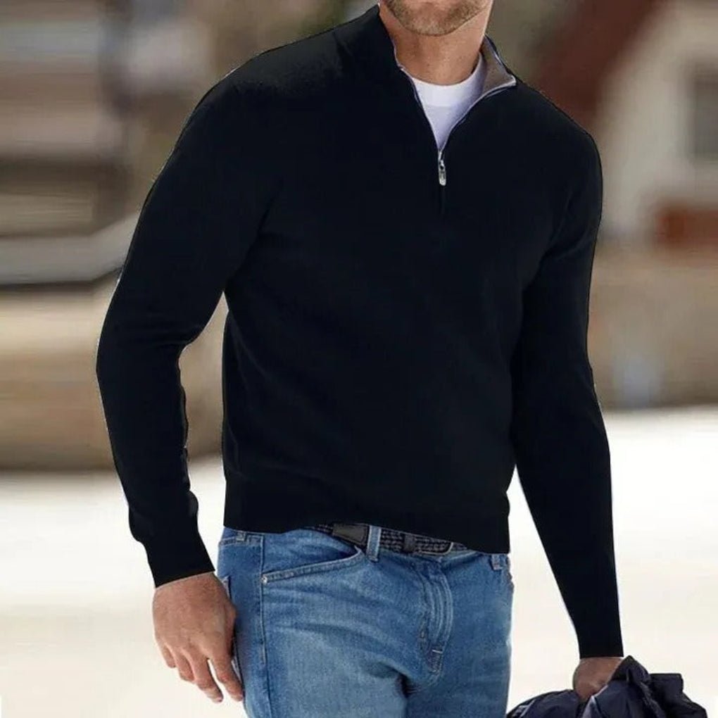 Men's Knit Quarter-Zip Jumper - Black