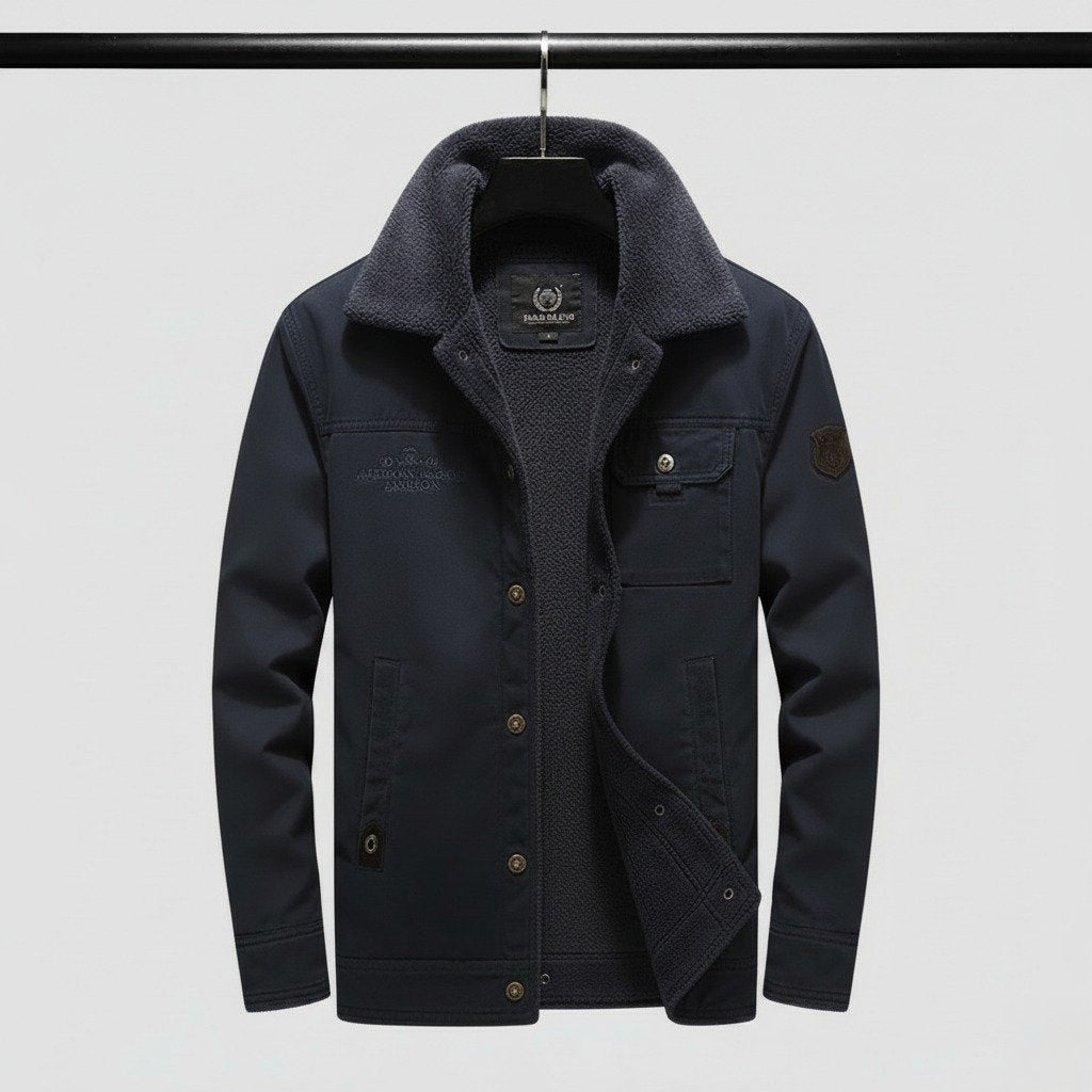 Men's Sherpa Trucker Jacket - Navy Blue