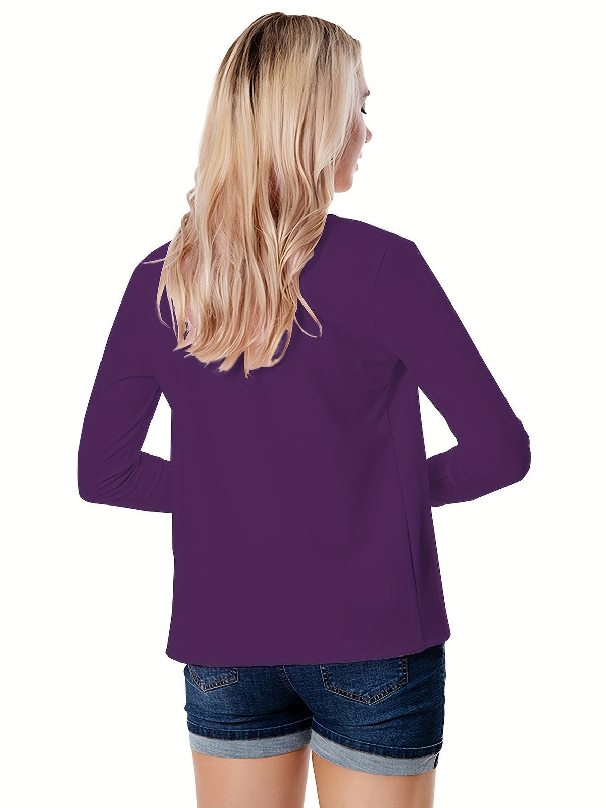 Women's Ponte Knit Open-Front Blazer - Purple