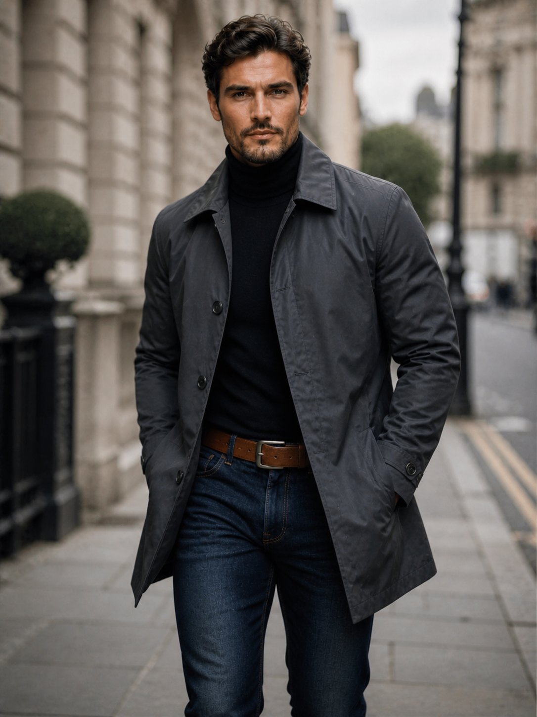 Men's Single-Breasted Mac Winter Coat