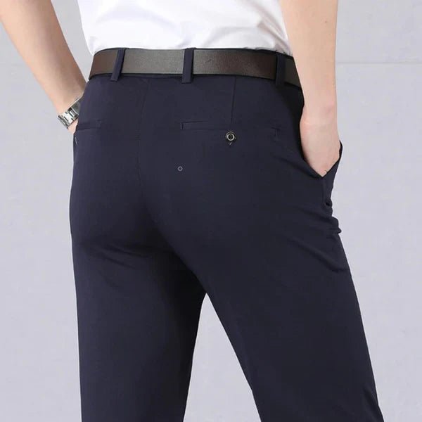 Men's Slim Dress Trousers - Navy Blue