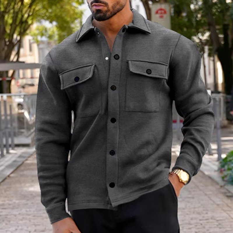 Men's Slim Fleece Shacket - Dark Gray