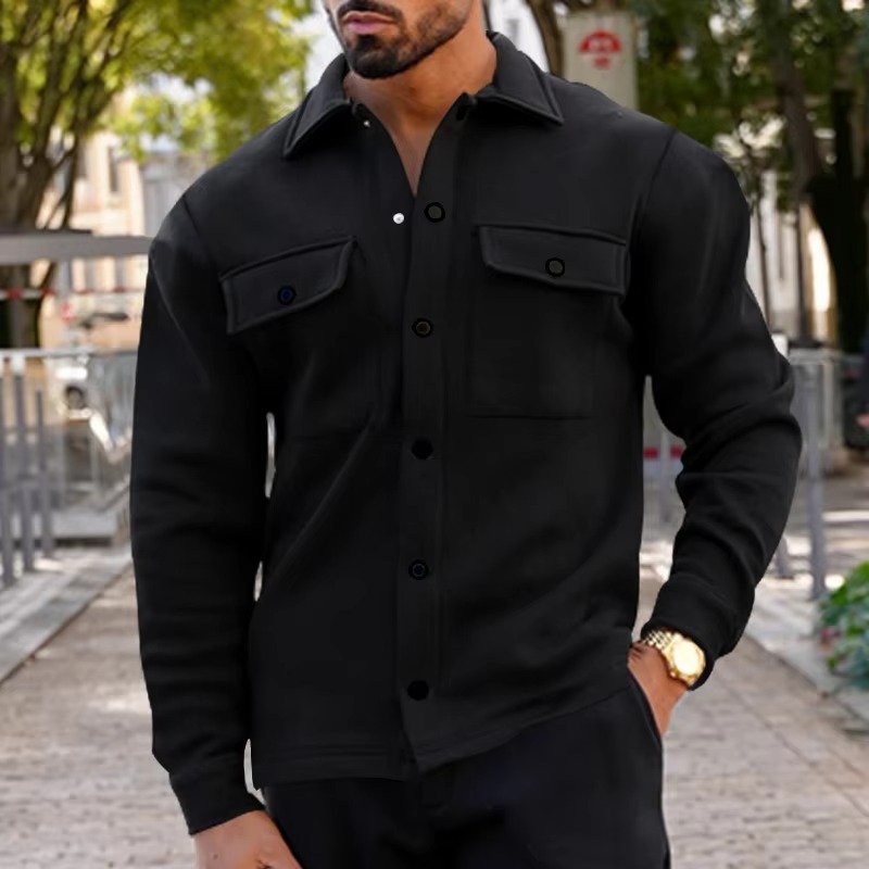 Men's Slim Fleece Shacket - Black