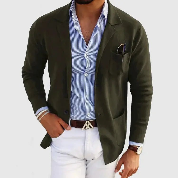 Men's Slim Knit Blazer - Dark Green