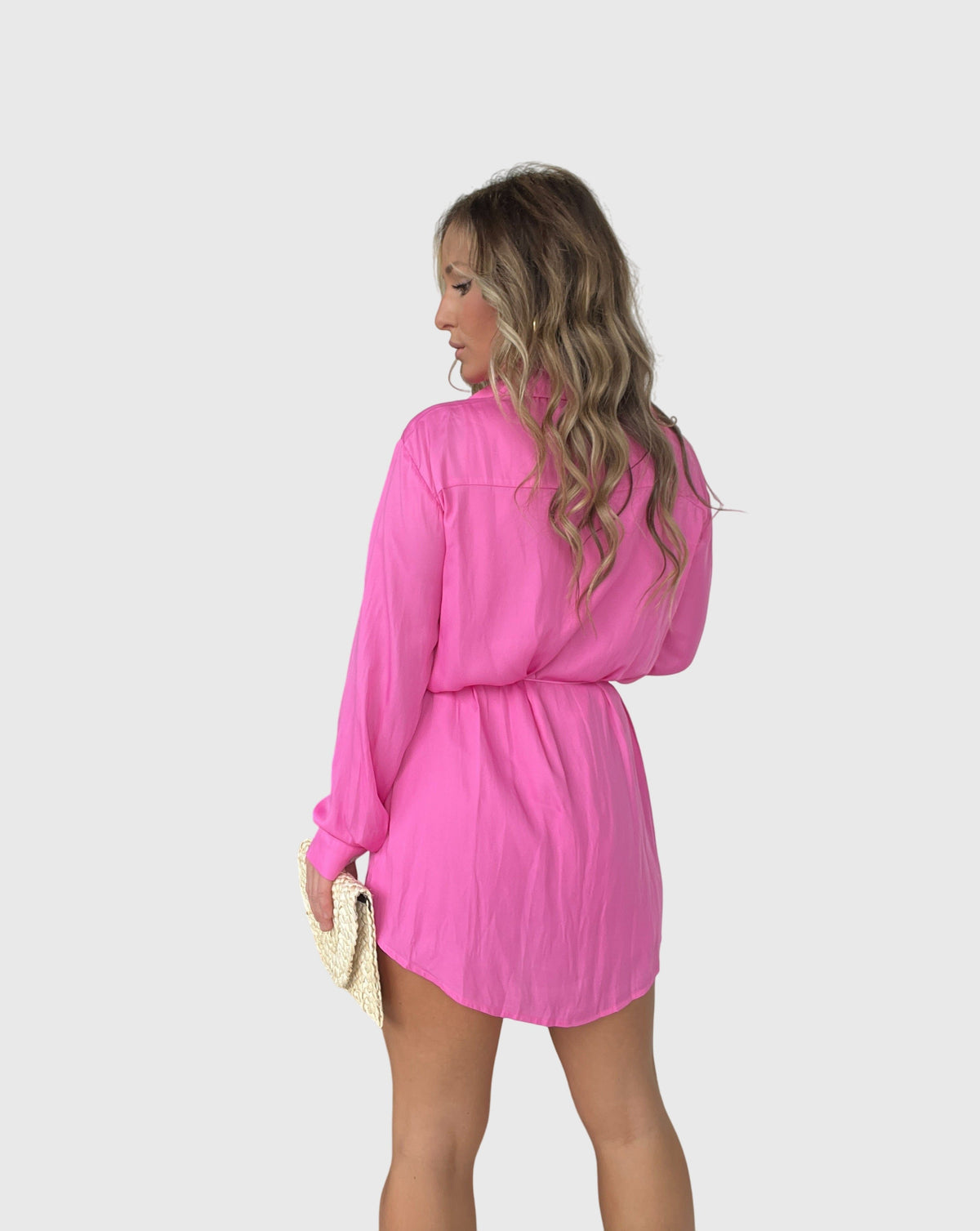 Women's Oversized Satin Shirt Dress