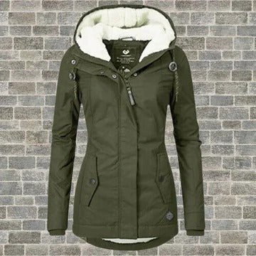 Women's Slim Hooded Parka Jacket - Green