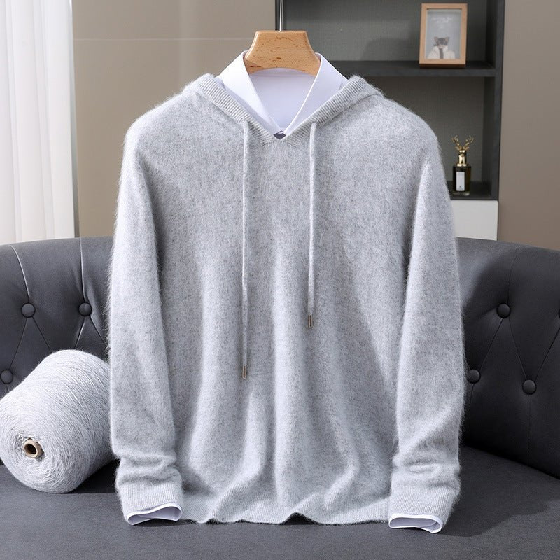 Men's Cashmere Knit Hoodie - Gray