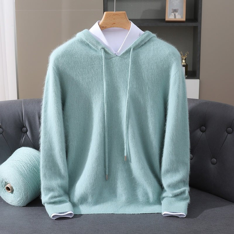 Men's Cashmere Knit Hoodie - Teal