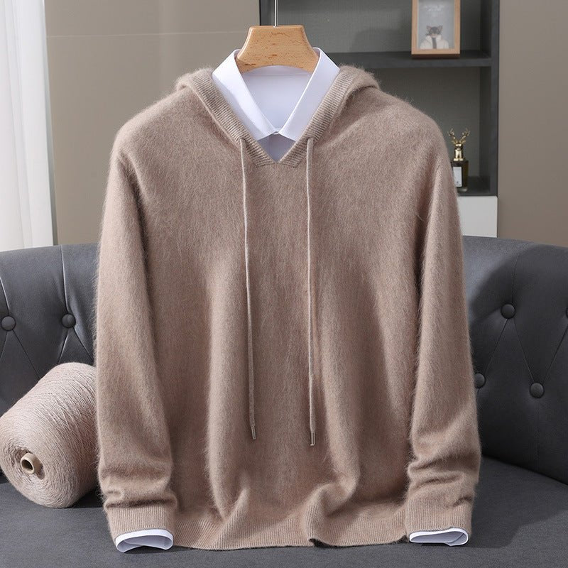 Men's Cashmere Knit Hoodie - Camel
