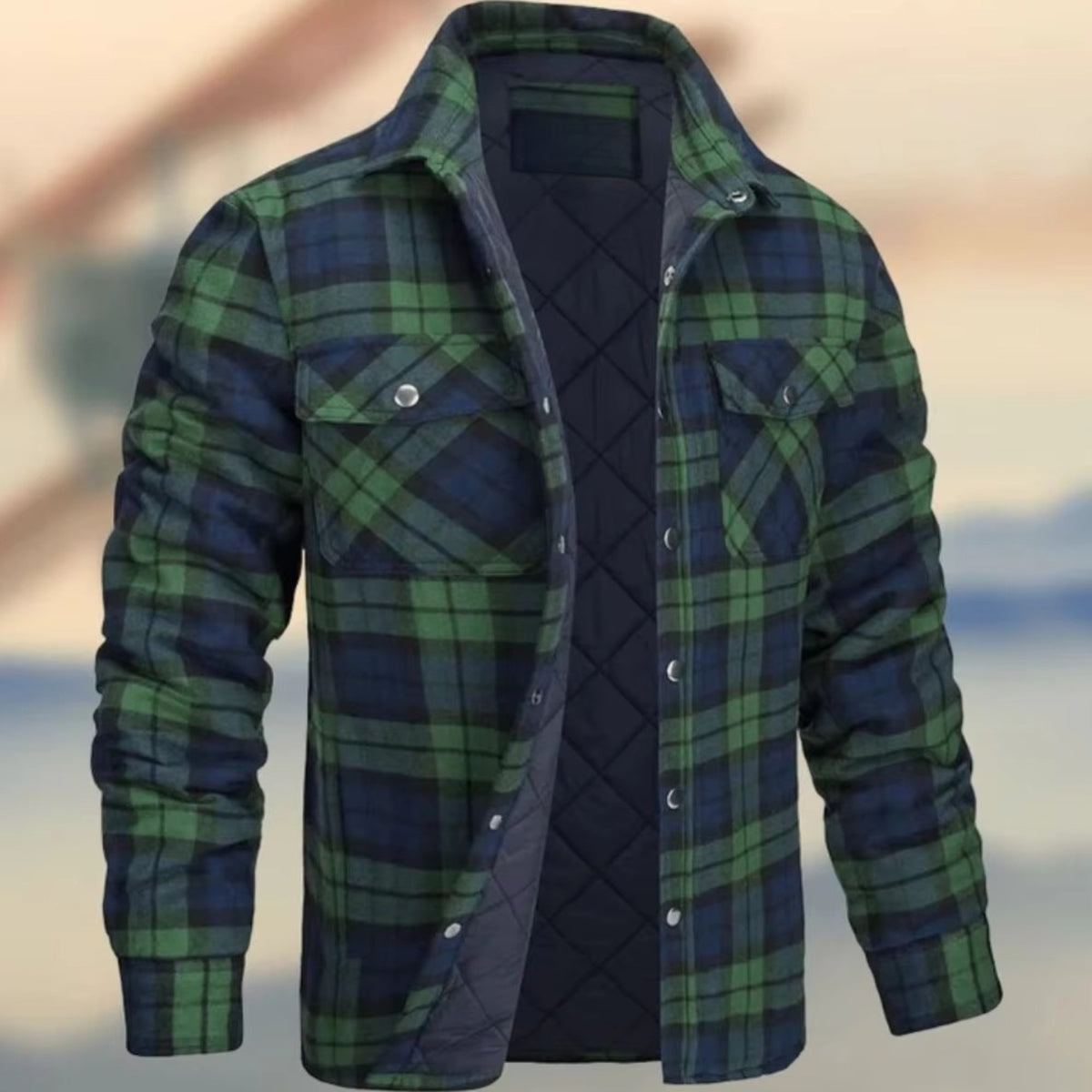 Men's Plaid Shirt Jacket - Green