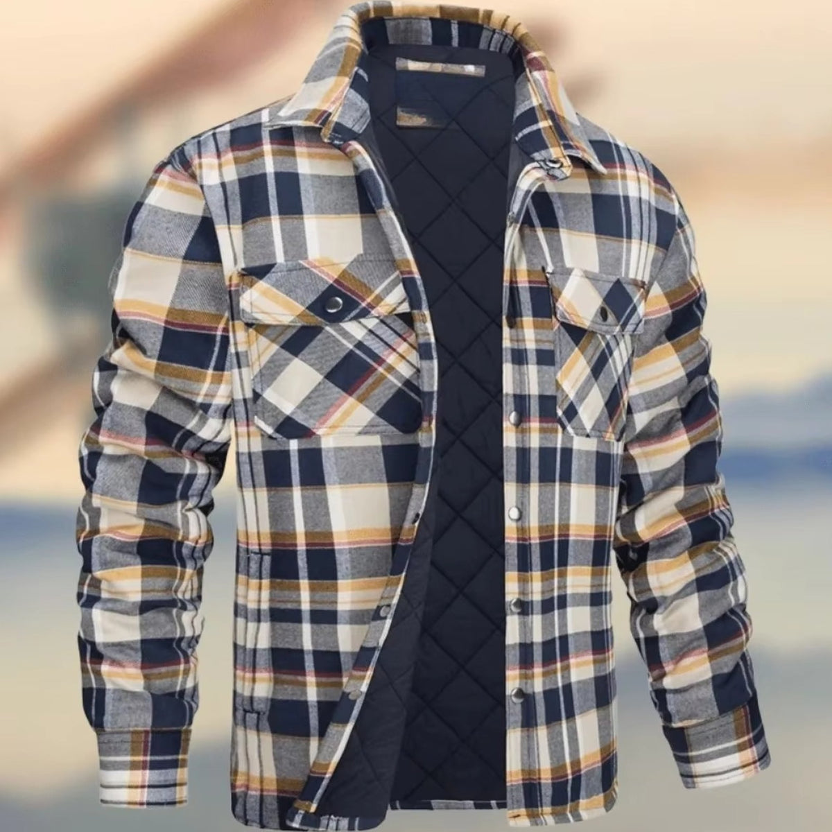 Men's Plaid Shirt Jacket - Khaki