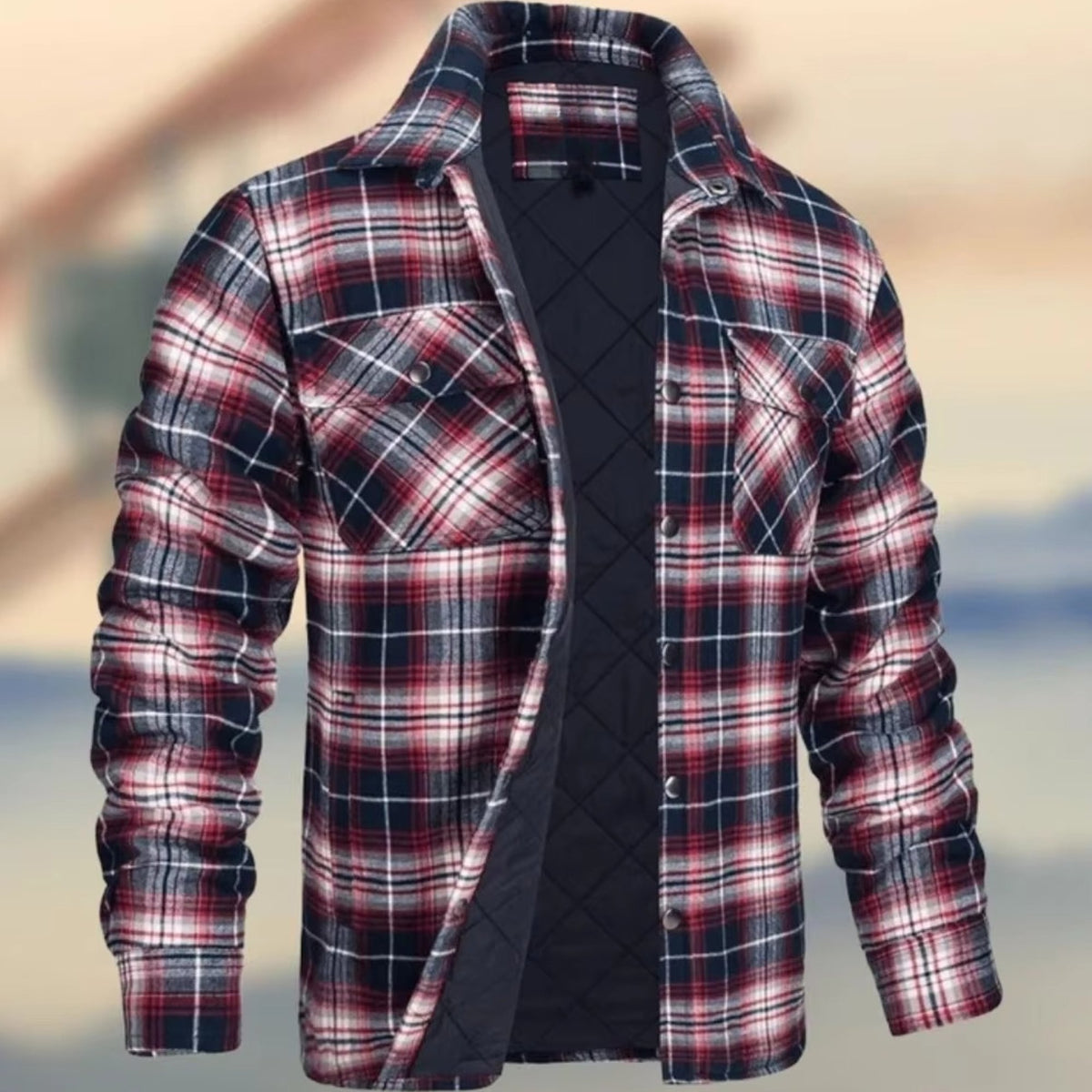Men's Plaid Shirt Jacket - Red