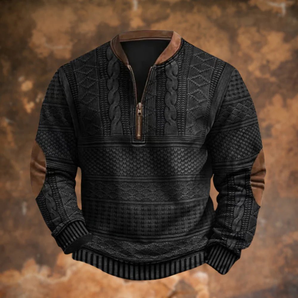 Men's Quarter-Zip Knit Jumper - Black