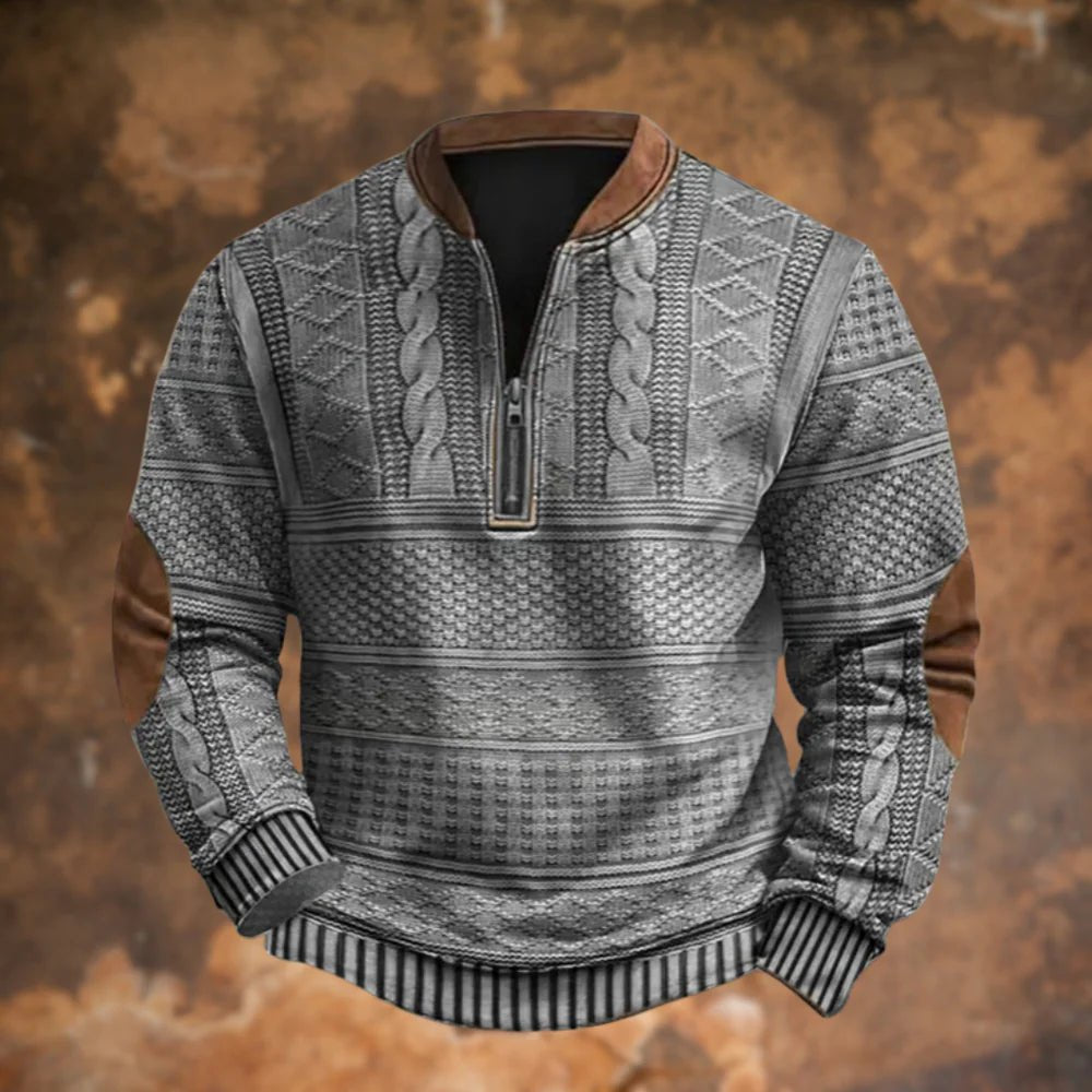 Men's Quarter-Zip Knit Jumper - Gray