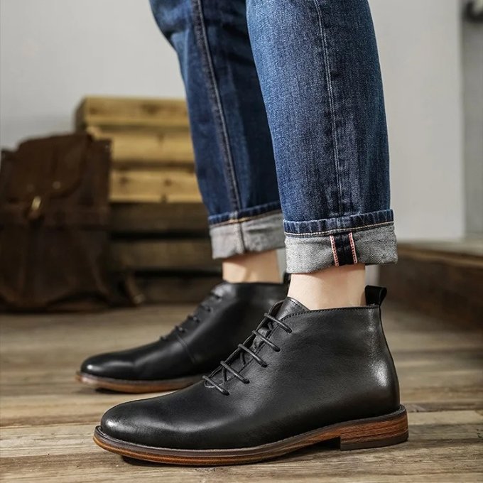 Men's Leather Chukka Boots - Black